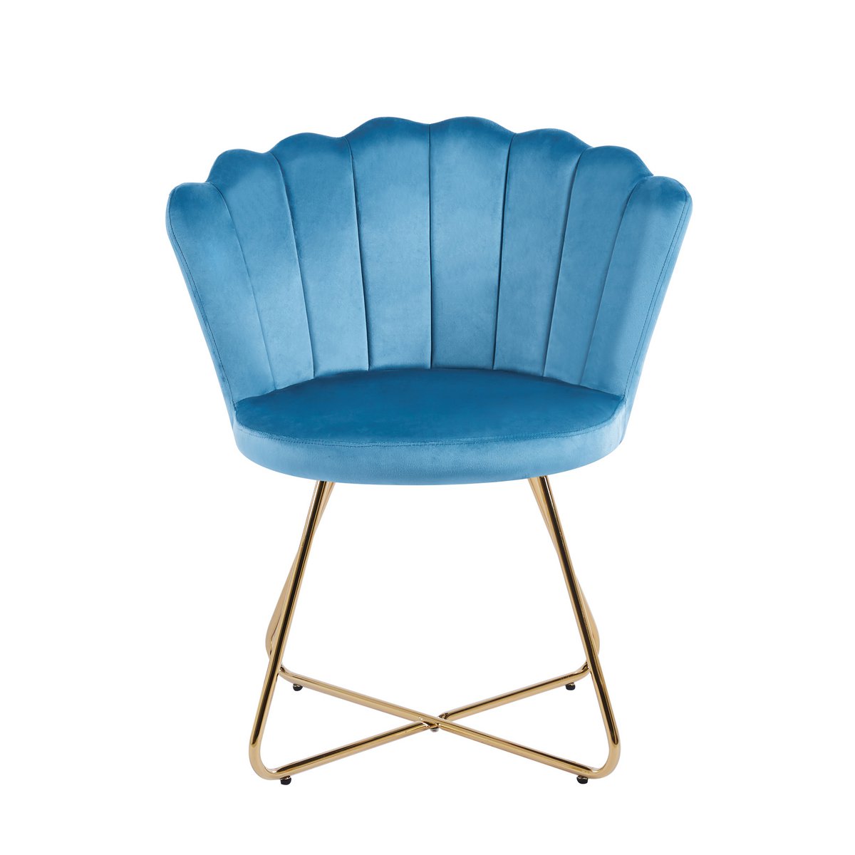 Set of 2 blue velvet shell chairs