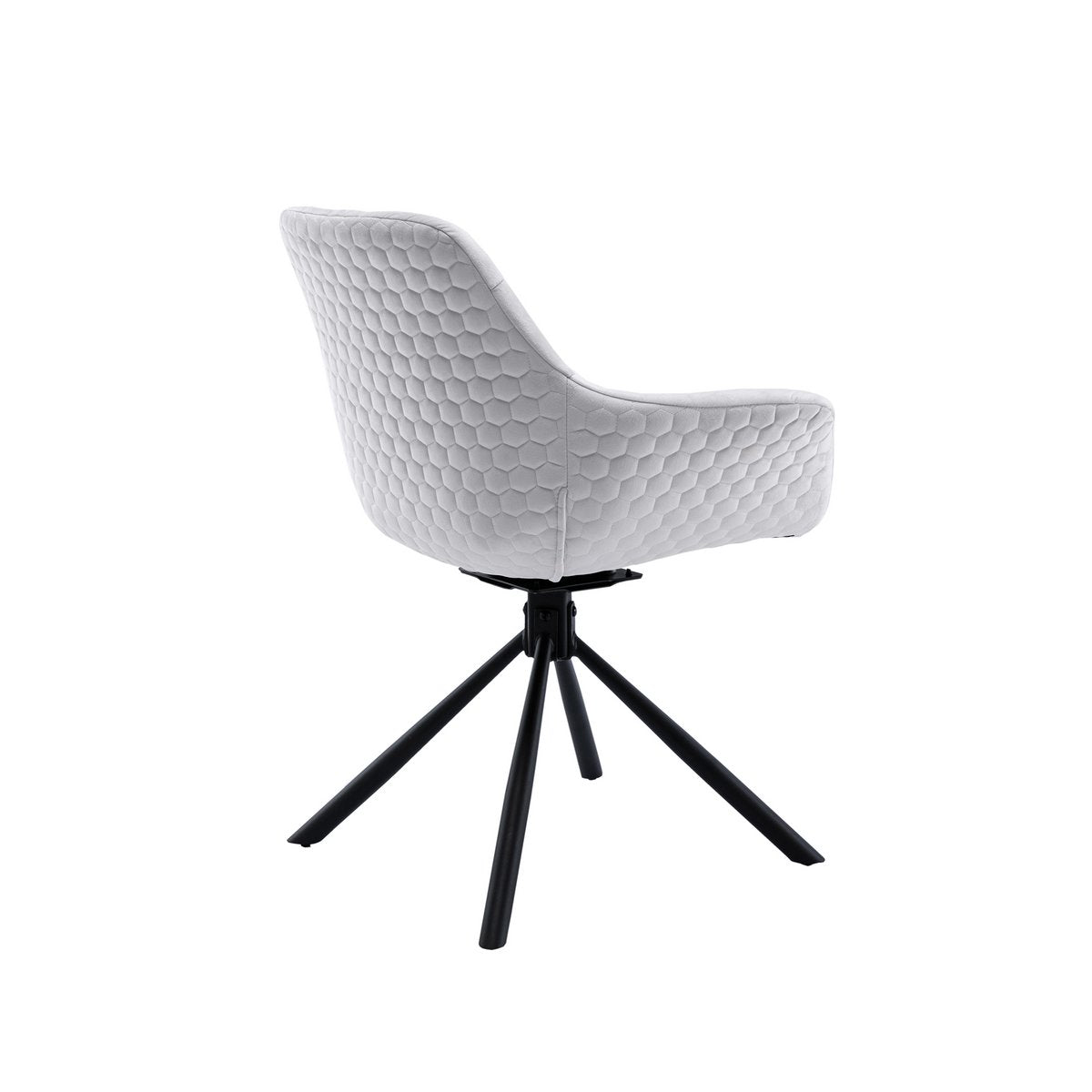 Armchair with honeycomb quilting in light gray velvet