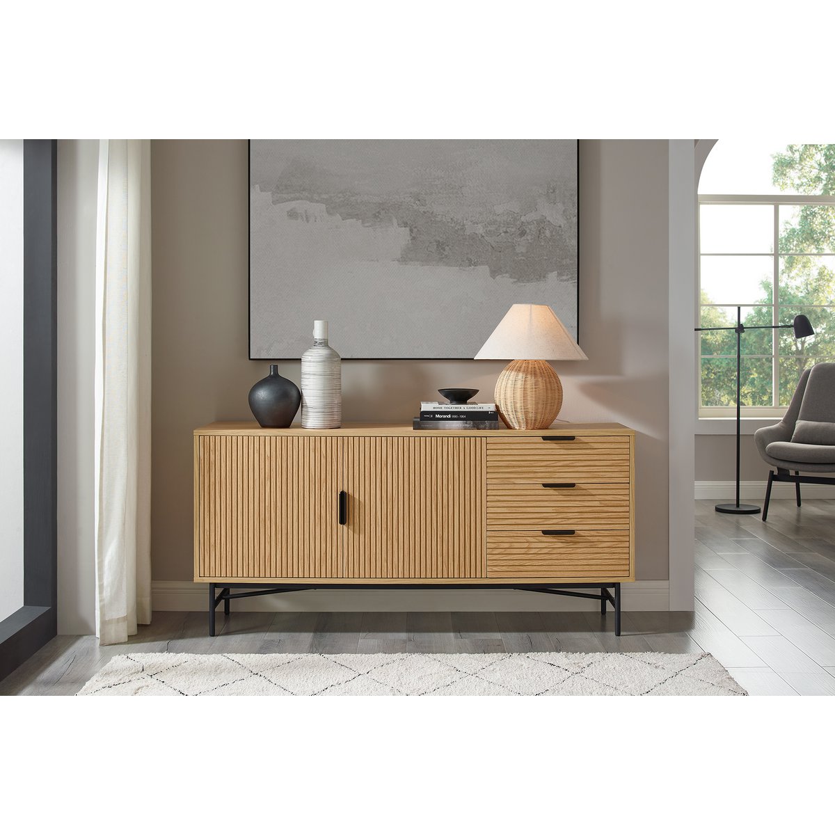 Sideboard 160 cm Eiche Echtholzfurnier