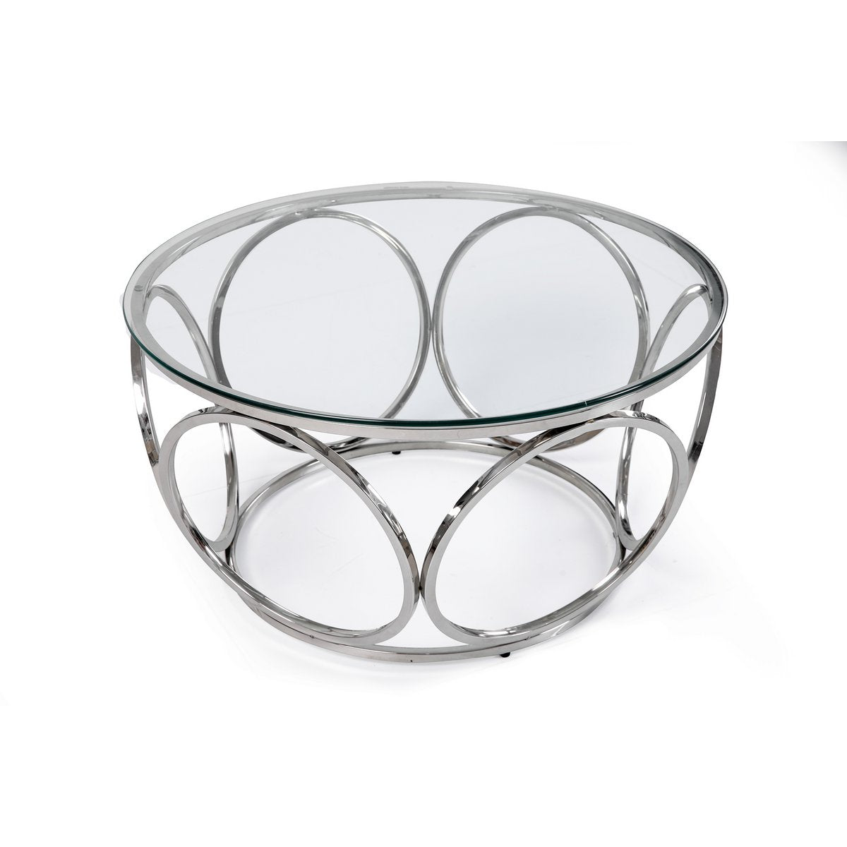 Couchtisch Ø 80 cm Silber/Klarglas