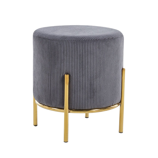 Upholstered stool Ø35 cm cord optic gray