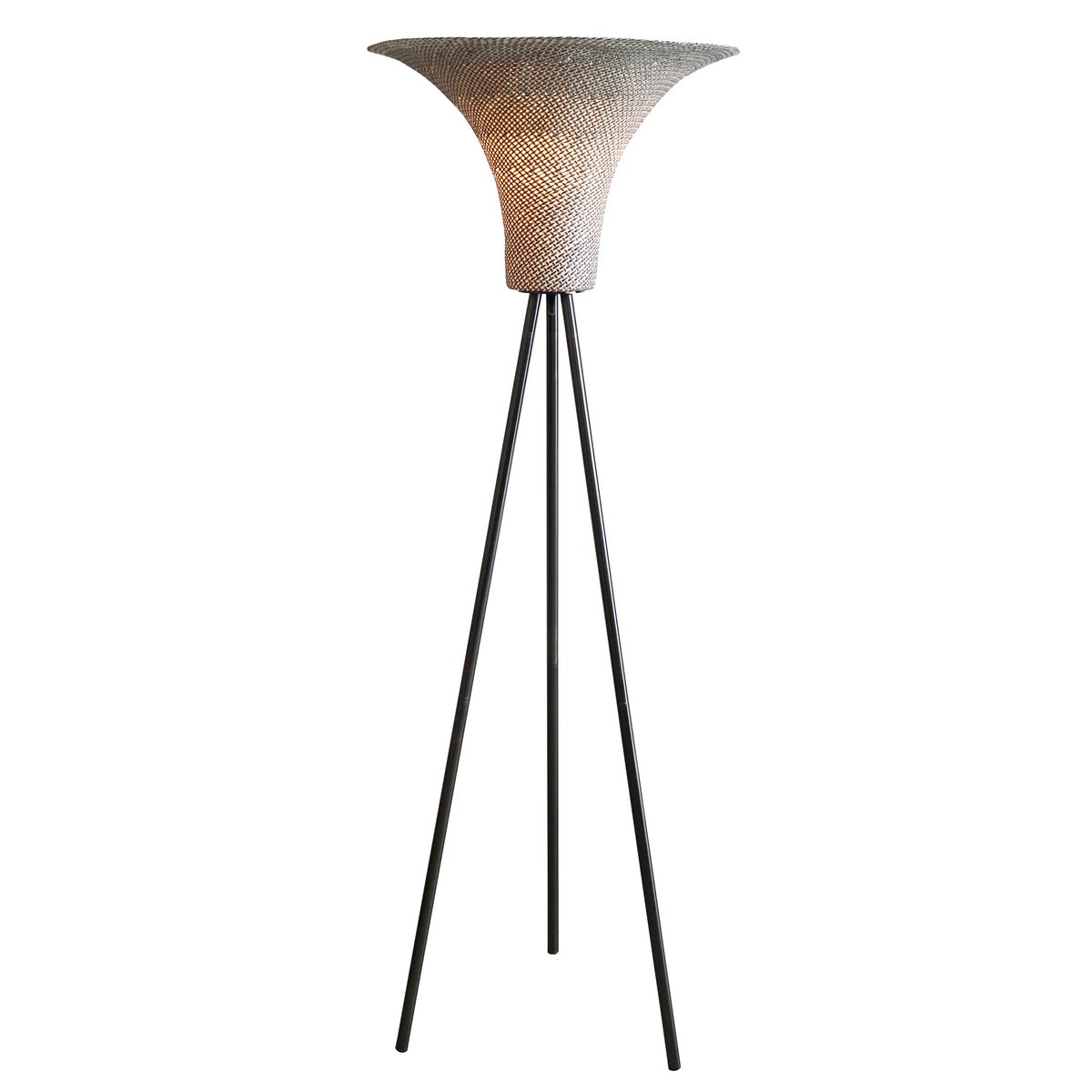 Floor lamp with braided shade natural/black 152 cm
