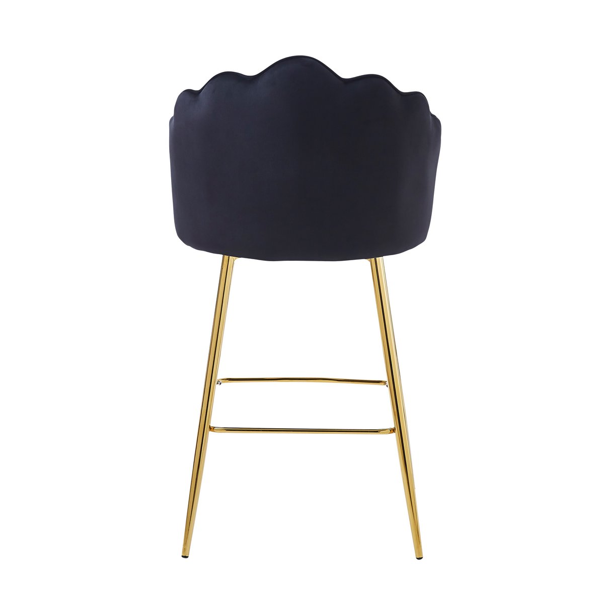 Set of 2 shell design bar stools in black velvet