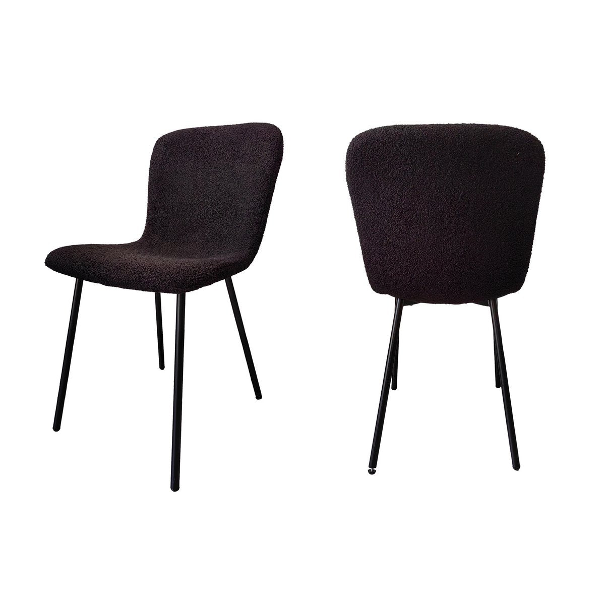 Bouclé look chair set of 4 black
