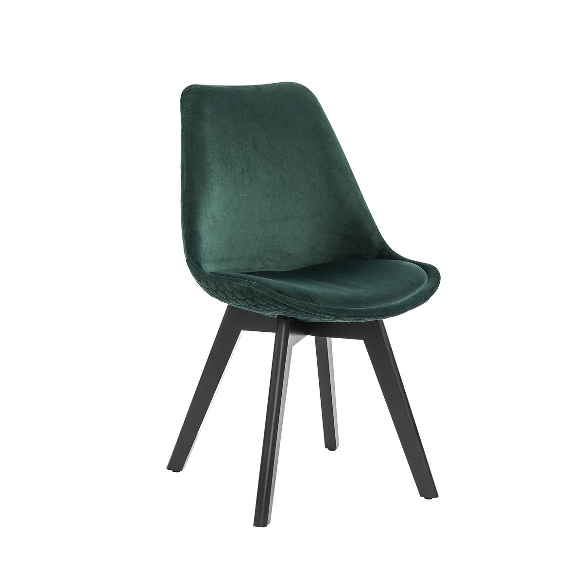 Set of 2 dining chairs in green velvet