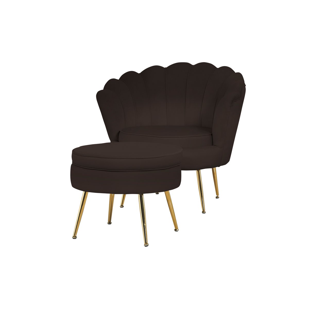 Round pouf in black velvet