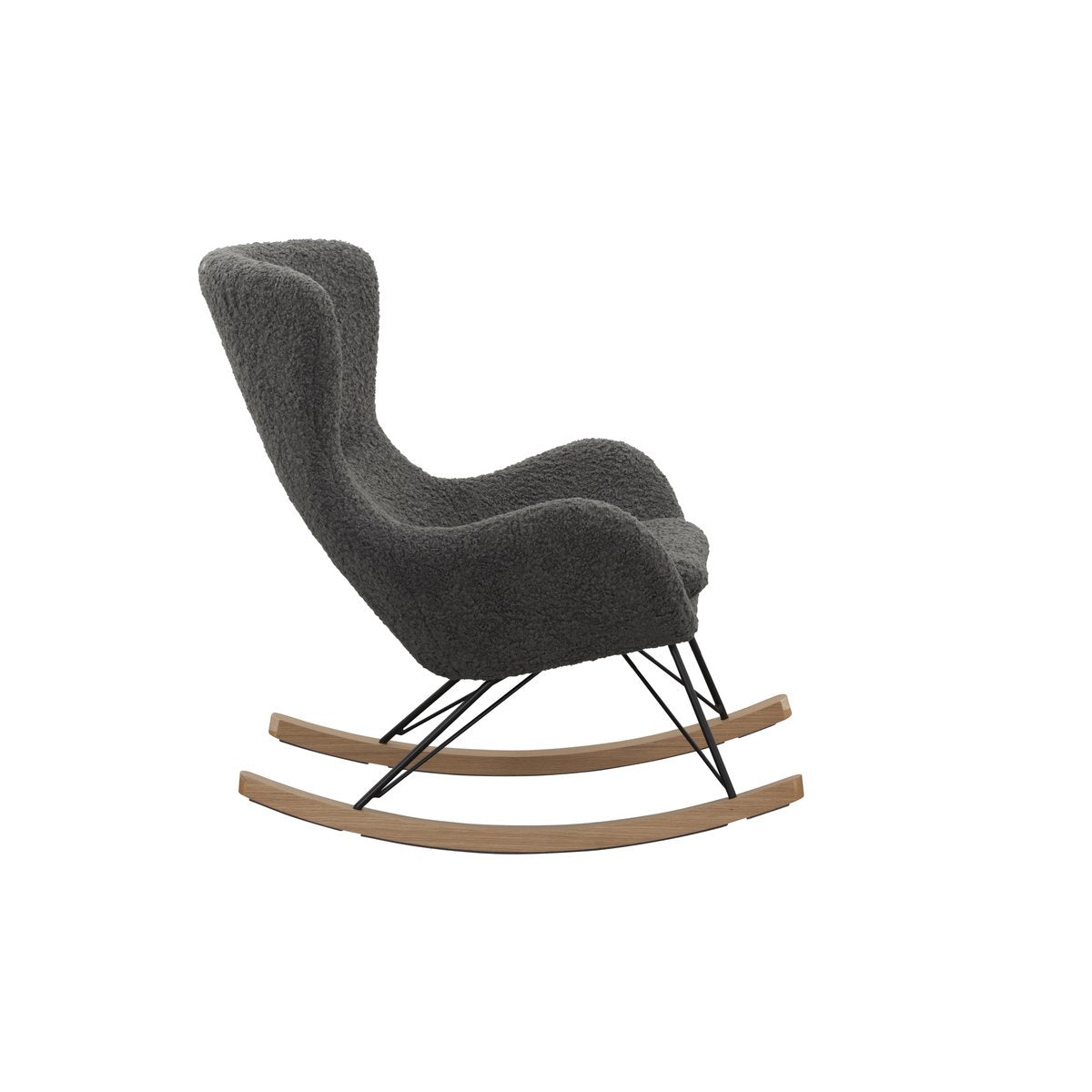 Rocking chair teddy fur dark gray