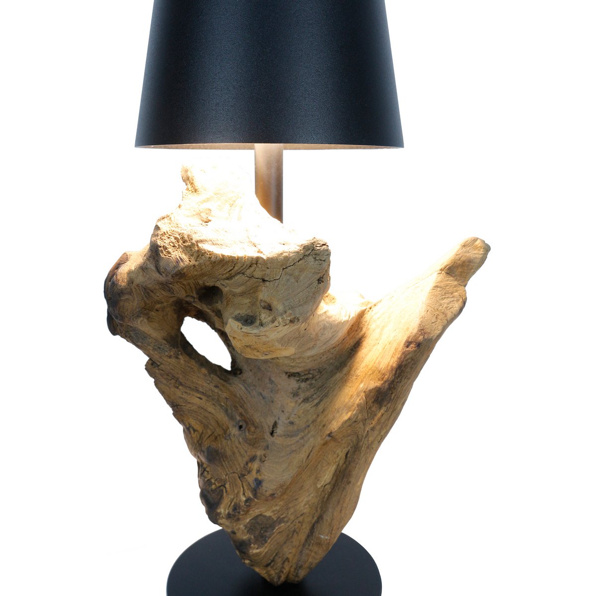 Tischleuchte 29 cm Natur/Schwarz mit LED-Akku