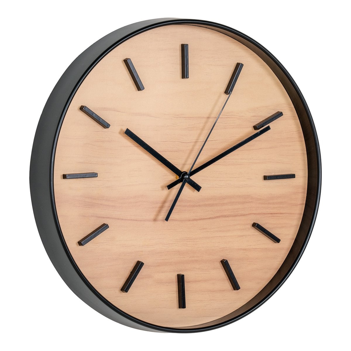 Camden Wanduhr – Schwarz/Natur, Glas, Kunststoff, Ø35 cm