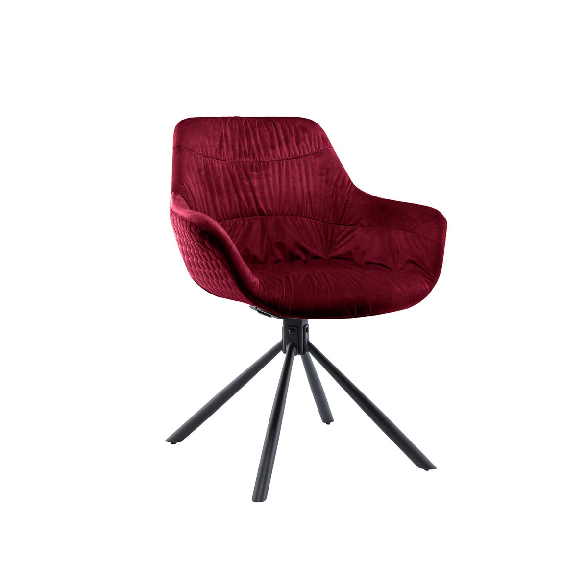 Armchair with honeycomb quilting in red velvet