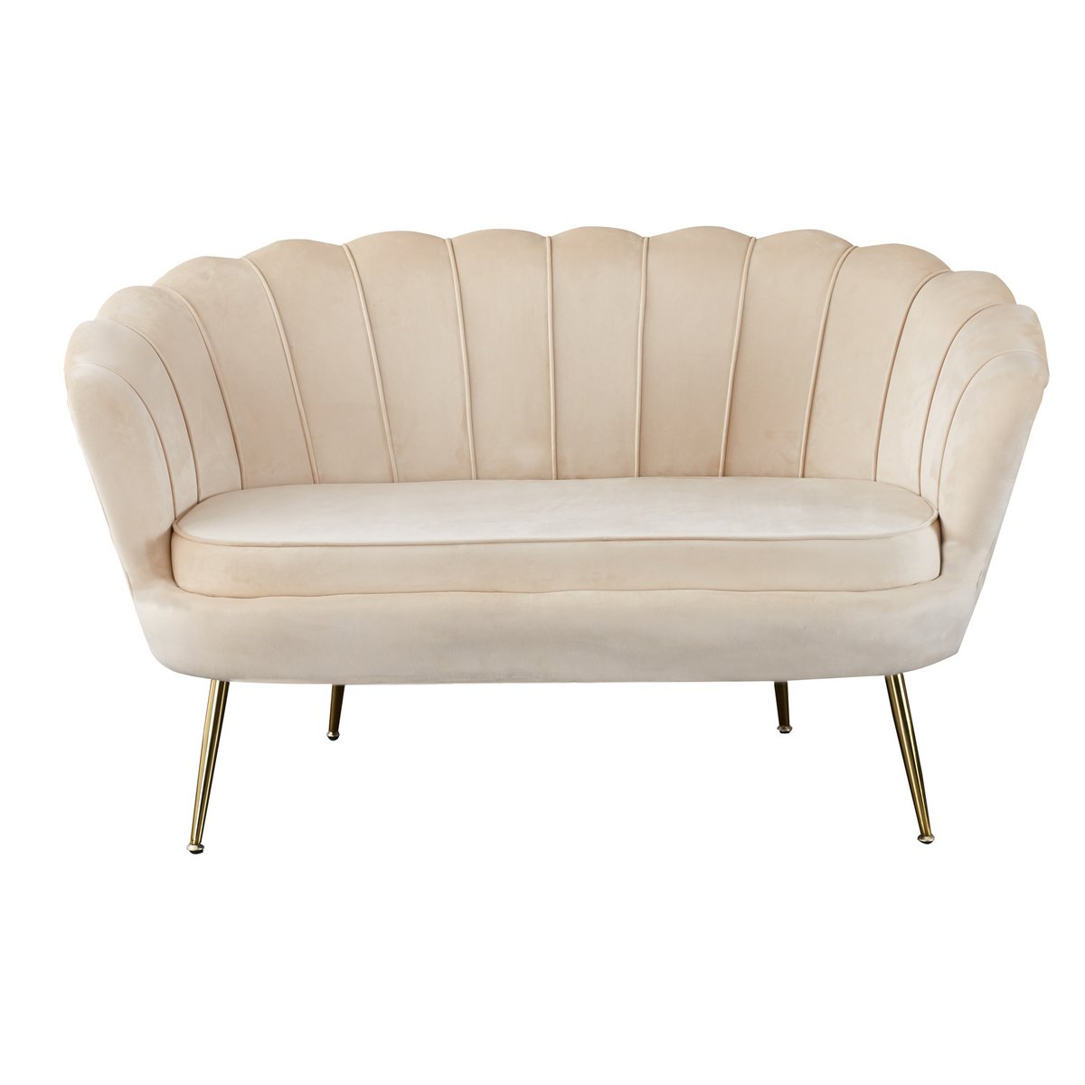 Beige velvet shell sofa