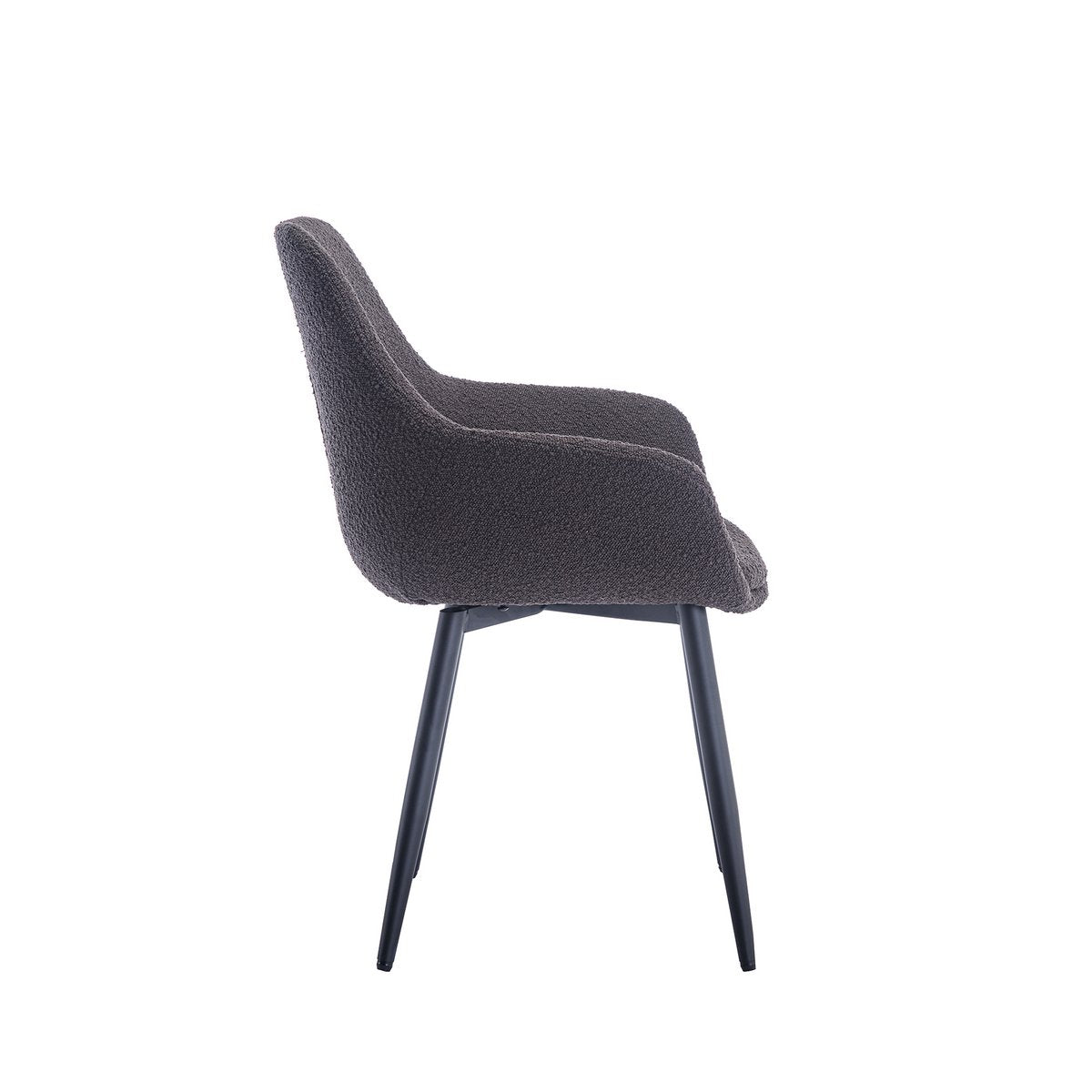 Armchair Bouclé fabric anthracite set of 2