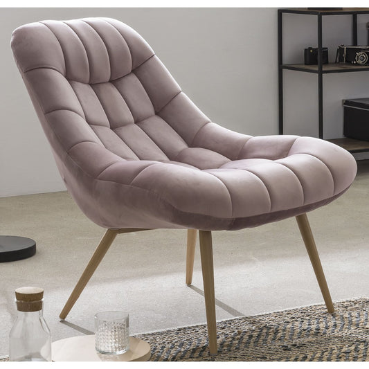 Armchair XXL velvet pink metal wood look