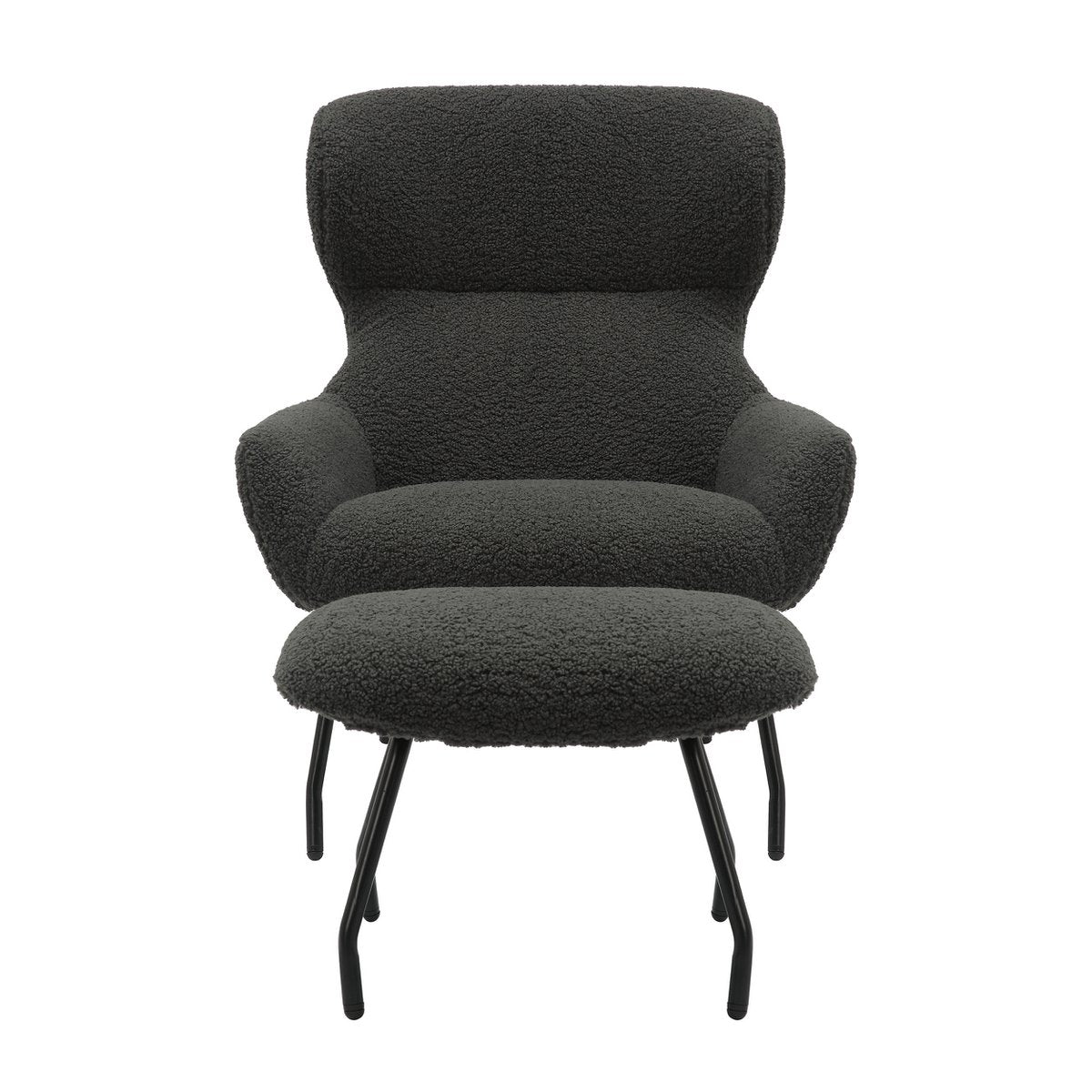 Sessel und Hocker Set Teddyfell Anthrazit