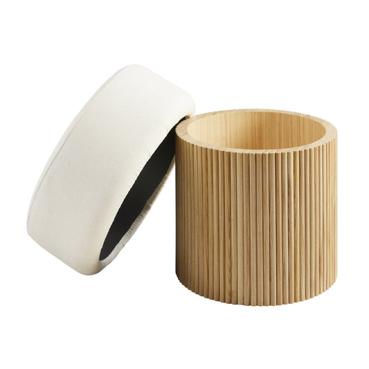 Seat pouf with storage space Ø 50 cm natural/white