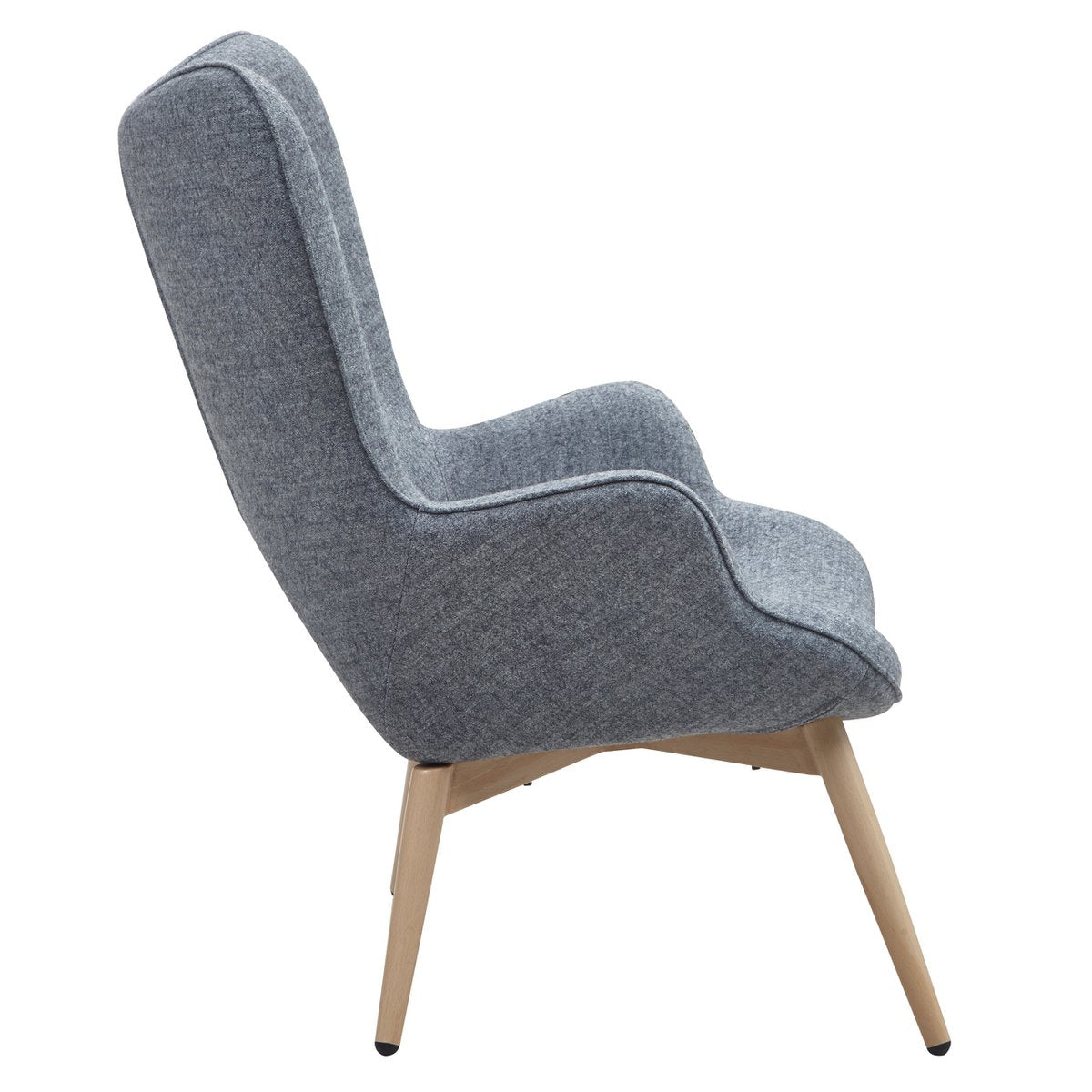 Armchair in gray woven fabric