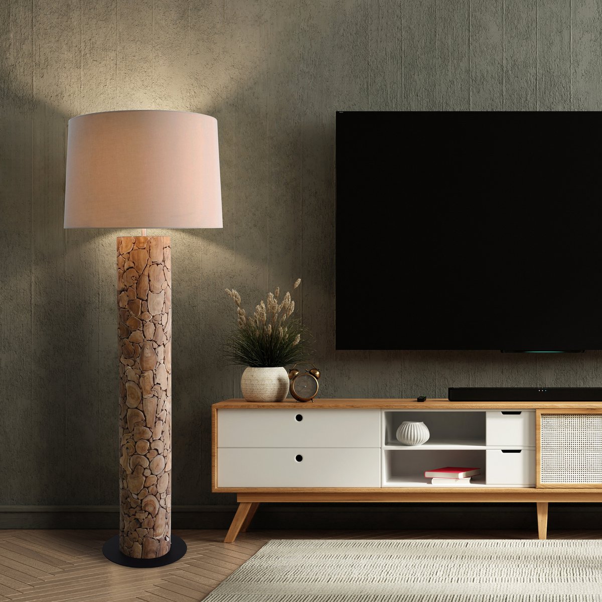 Floor lamp driftwood natural/white 170 cm
