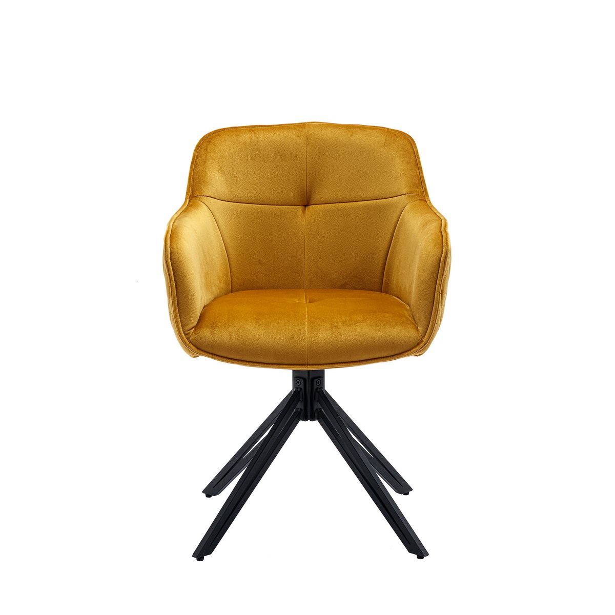 Armchair with yellow honeycomb quilting