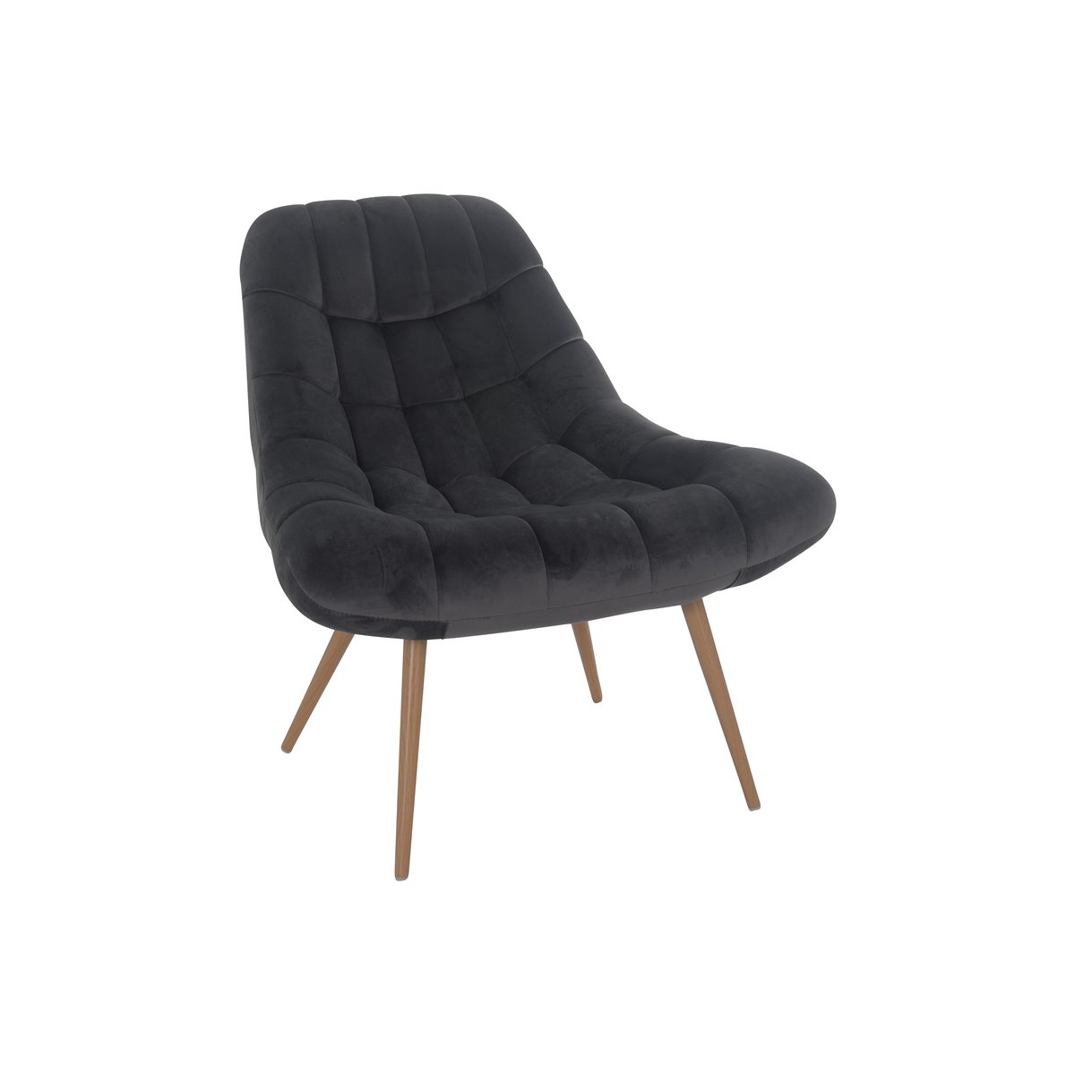 Armchair XXL velvet gray metal wood look