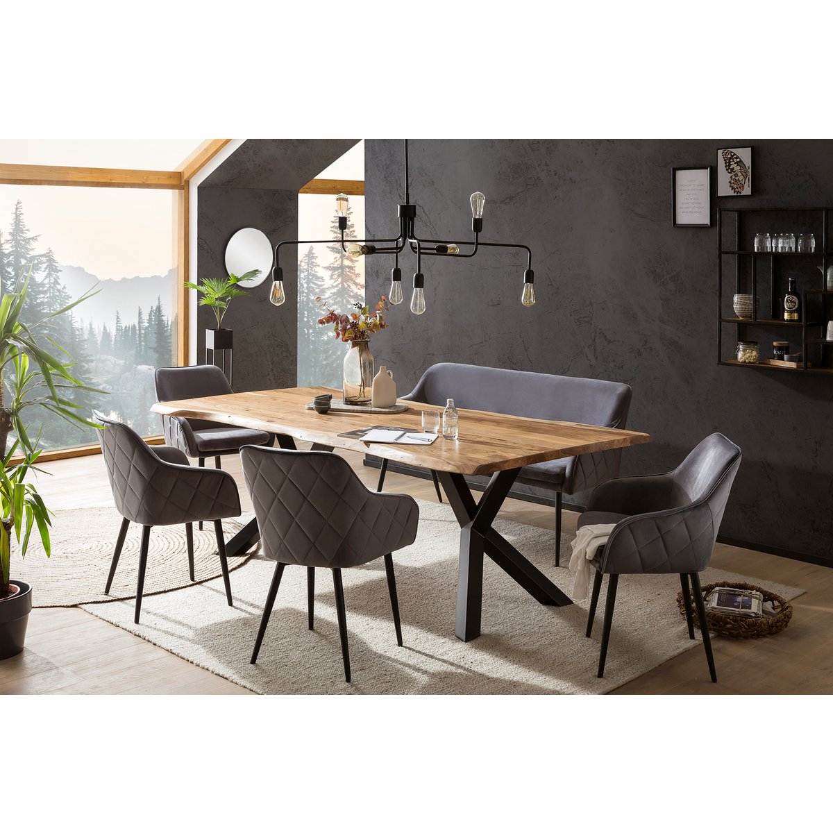 Dining room chair gray velvet