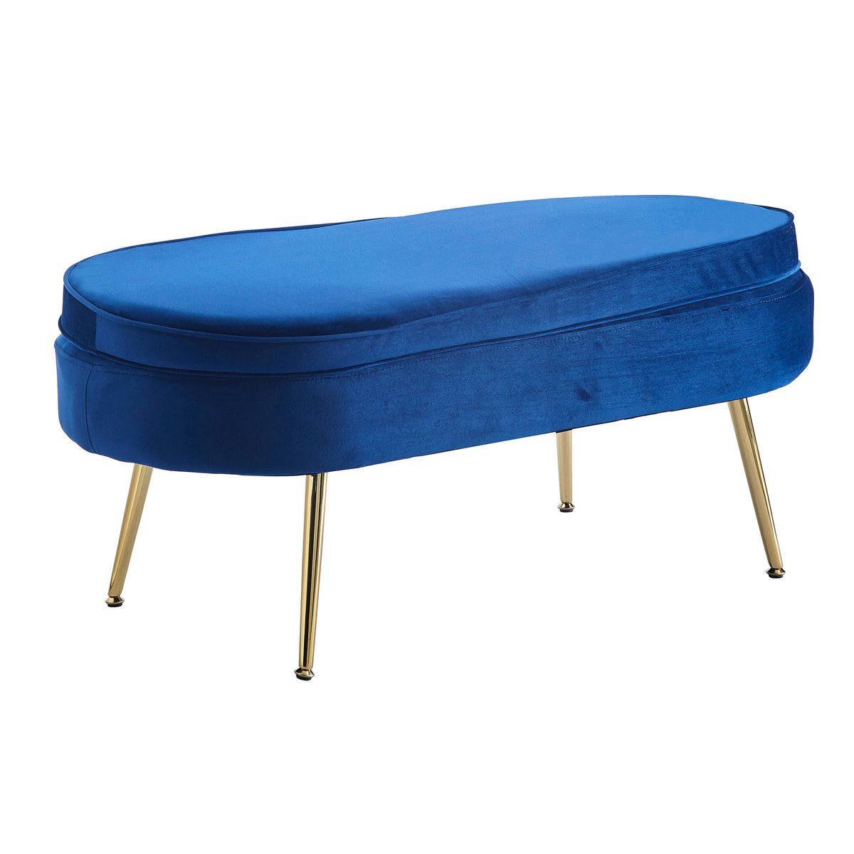 Sitzpouf oval aus Samt Dunkelblau