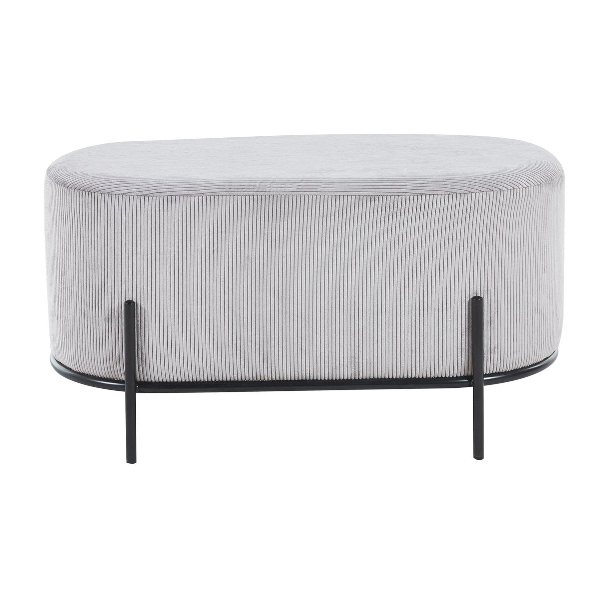 Upholstered stool corduroy look light gray
