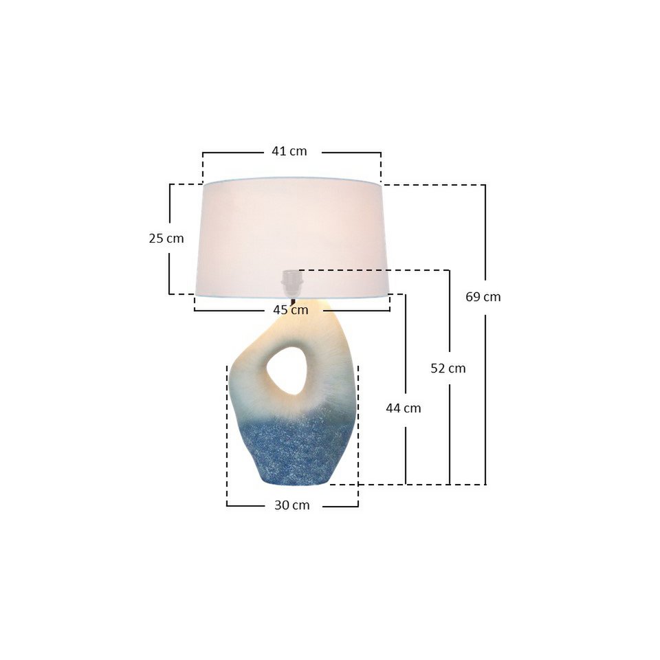 Table lamp ceramic/linen blue/white