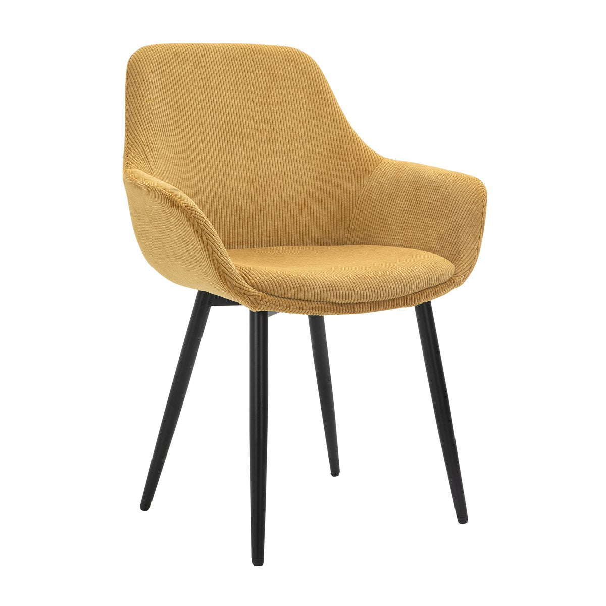 Set of 2 corduroy armchairs, gold