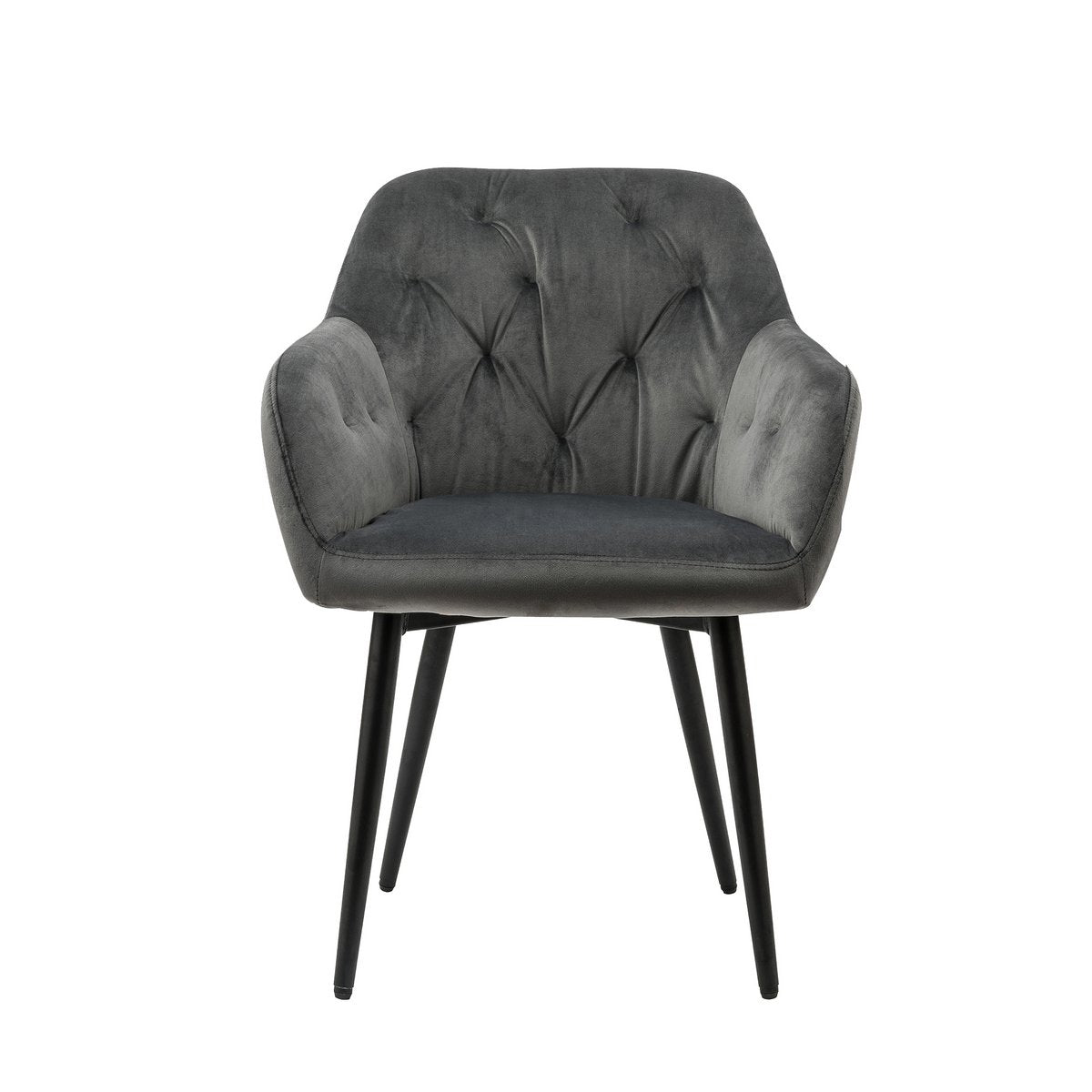 Gray velvet armchair