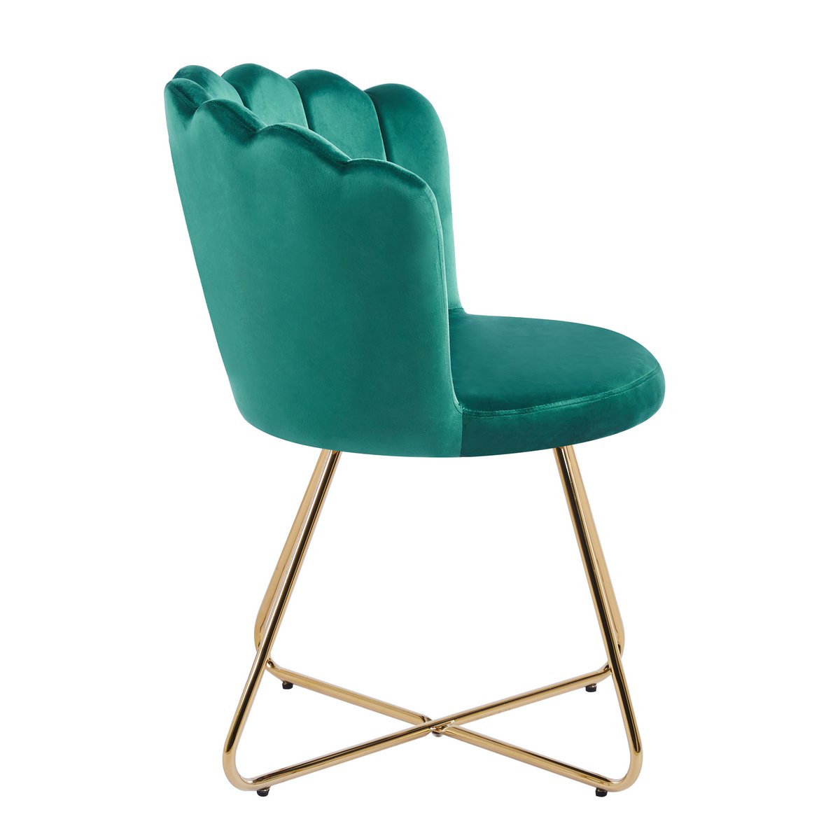 Set of 2 green velvet shell chairs