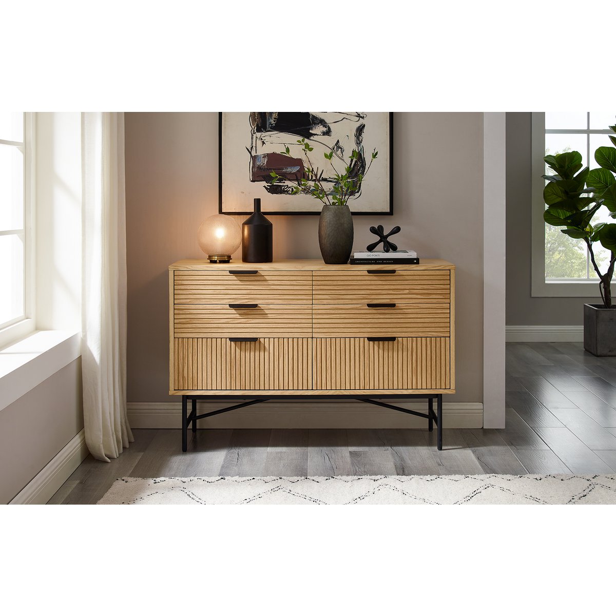Kommode breit 120 cm Eiche Echtholzfurnier