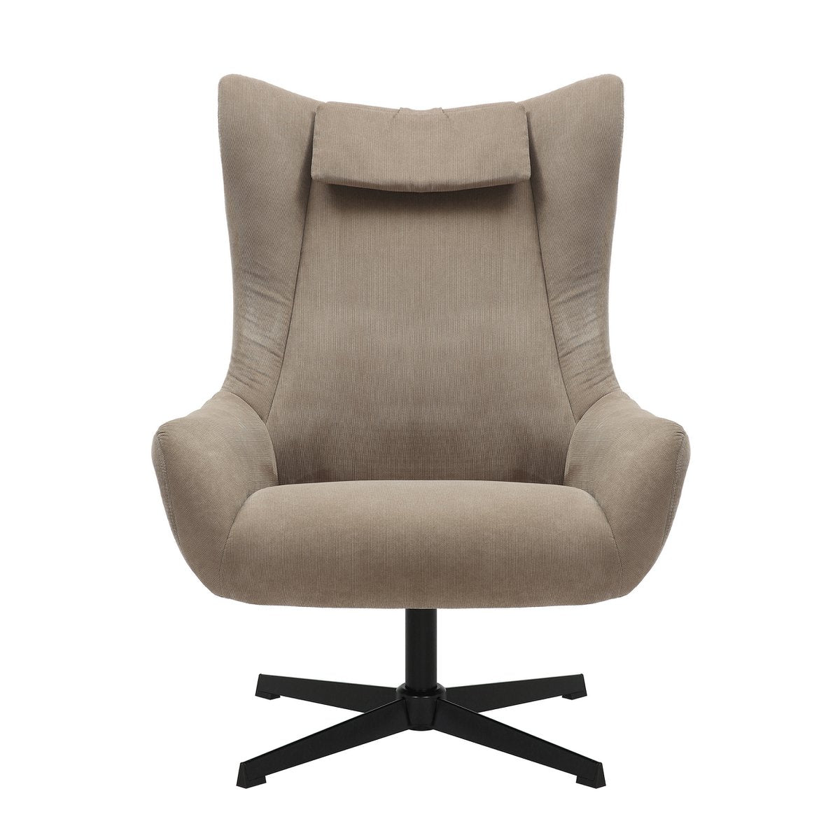 Armchair and stool corduroy look brown