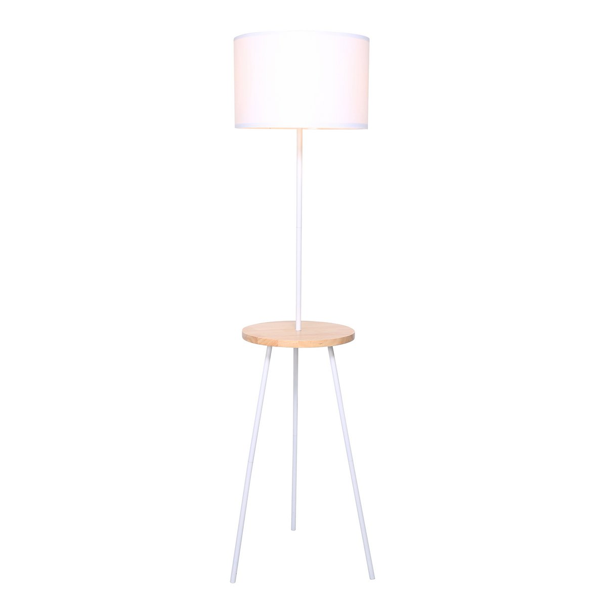 Floor lamp with wooden tray