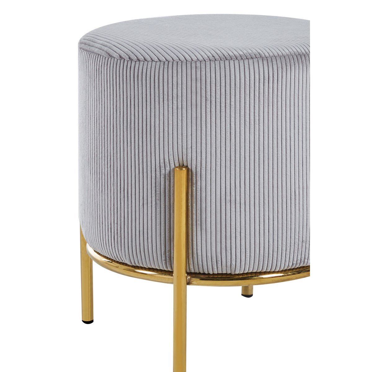 Upholstered stool Ø35 cm corduroy look light gray