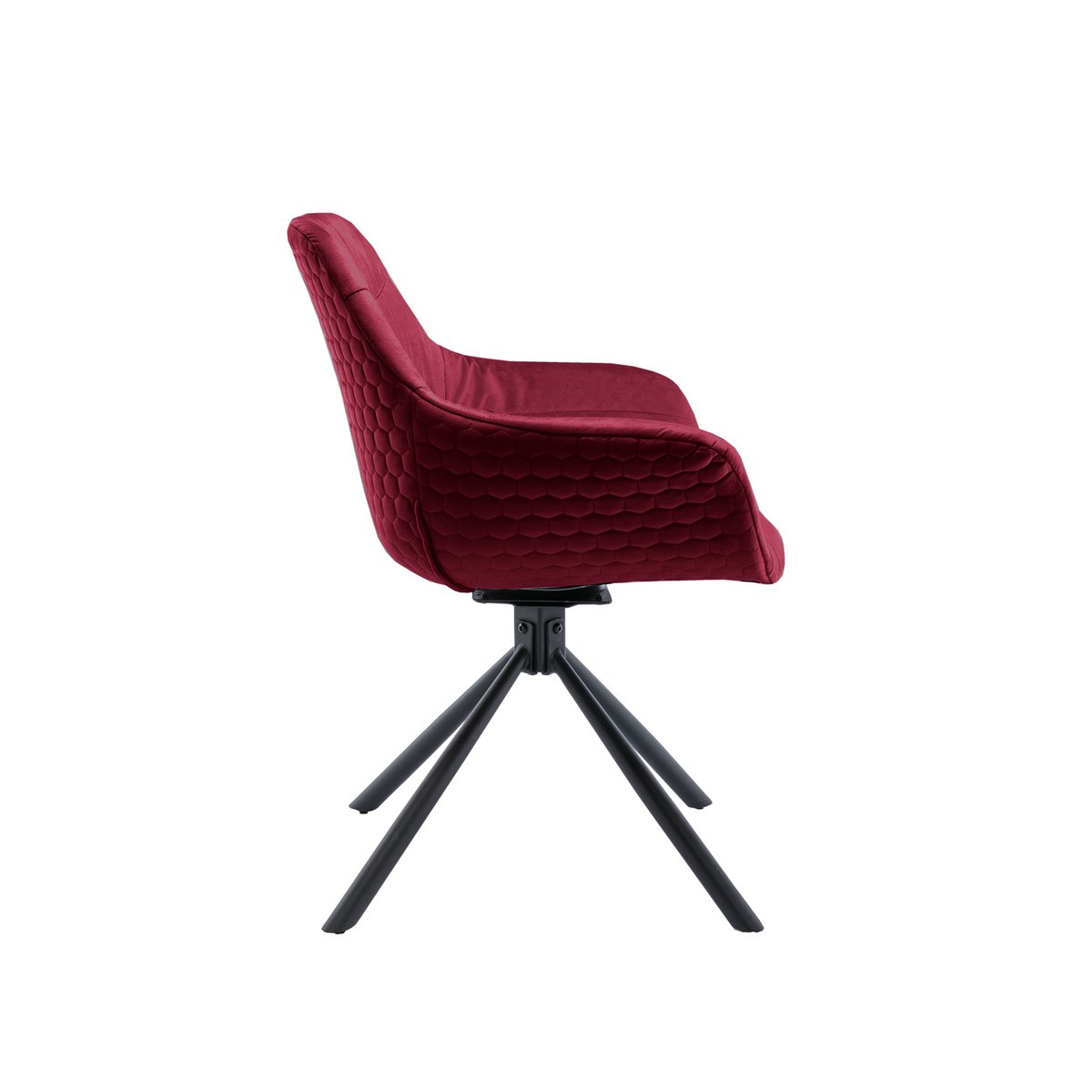 Armchair with honeycomb quilting in red velvet