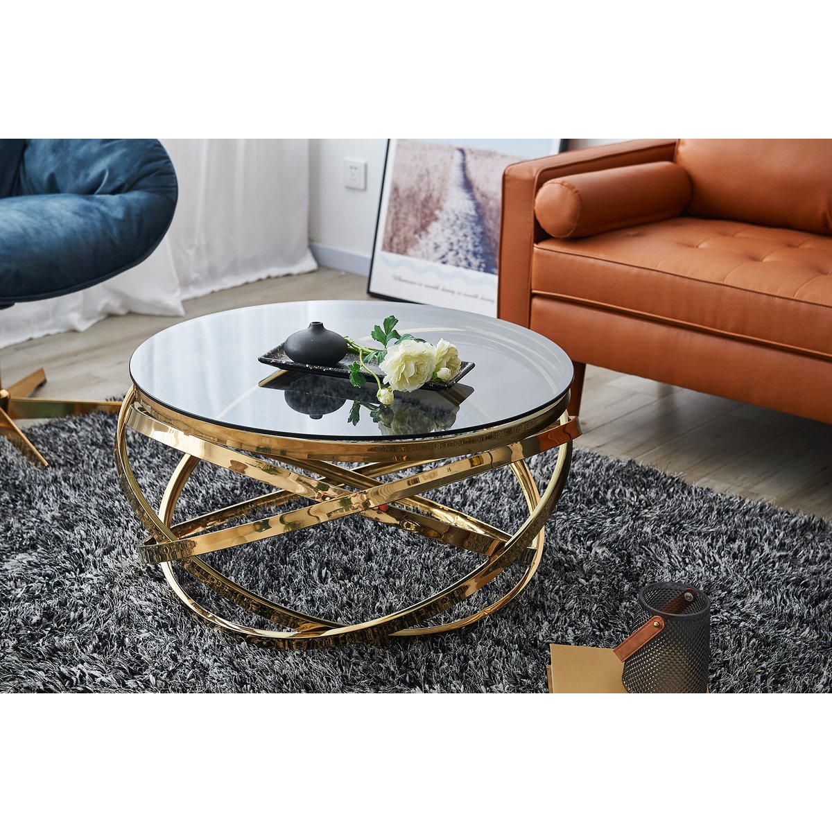 Couchtisch Gold/Grau Ø 80 cm