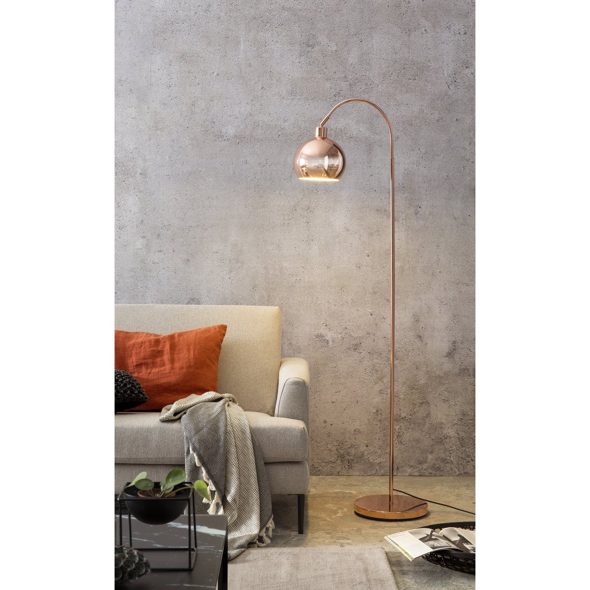 Copper finish metal floor lamp