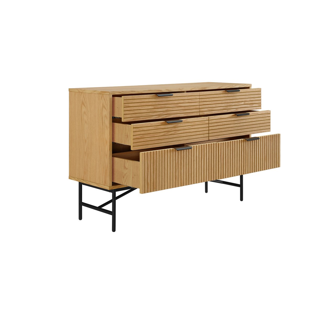 Kommode breit 120 cm Eiche Echtholzfurnier