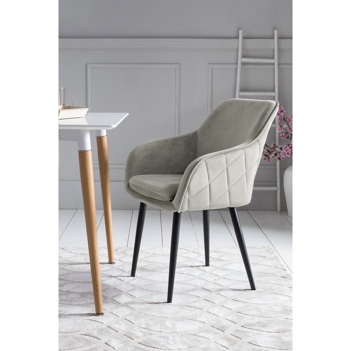 Dining chair cream velvet