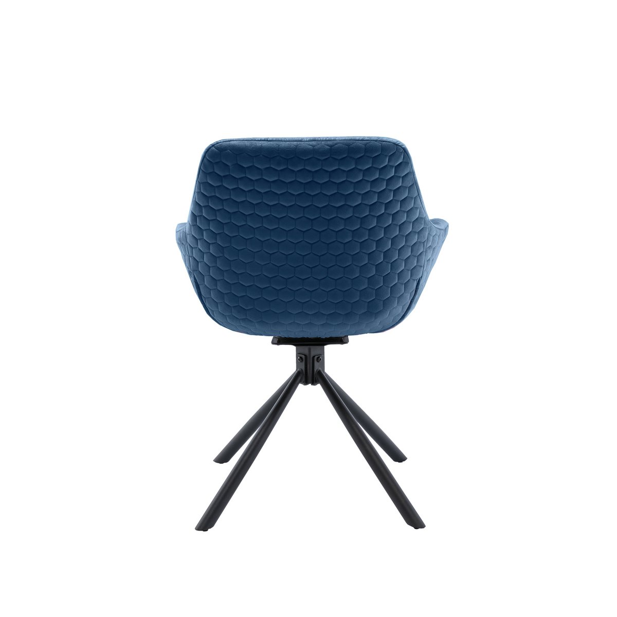 Armchair with honeycomb quilting in velvet blue