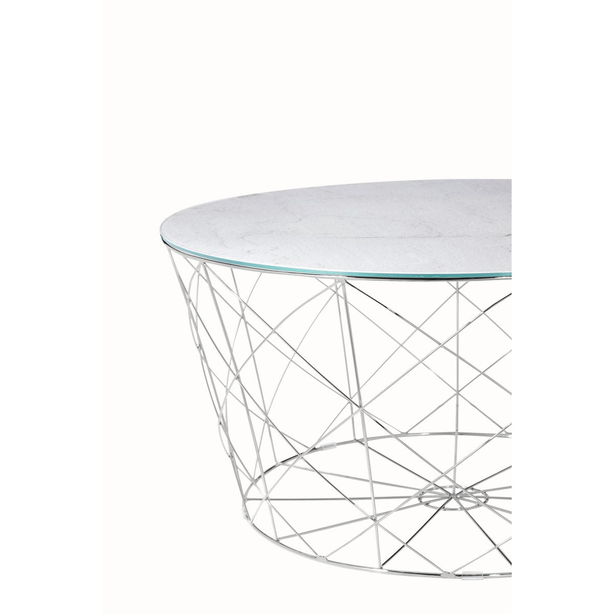 Coffee table with metal basket Ø 80 cm