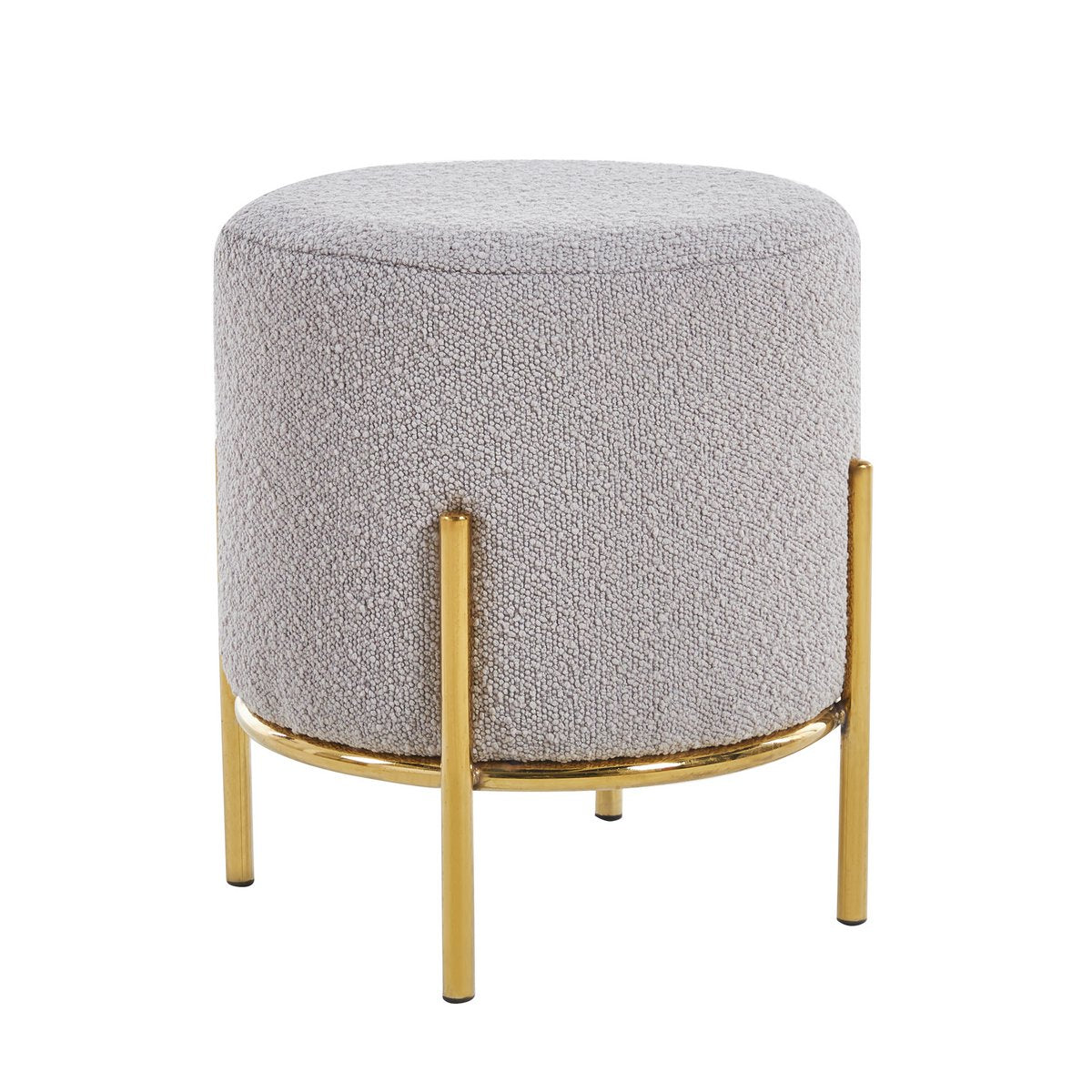 Polsterhocker Ø35 cm Bouclé Stoff Taupe