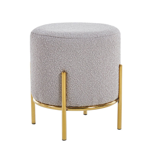 Polsterhocker Ø35 cm Bouclé Stoff Taupe