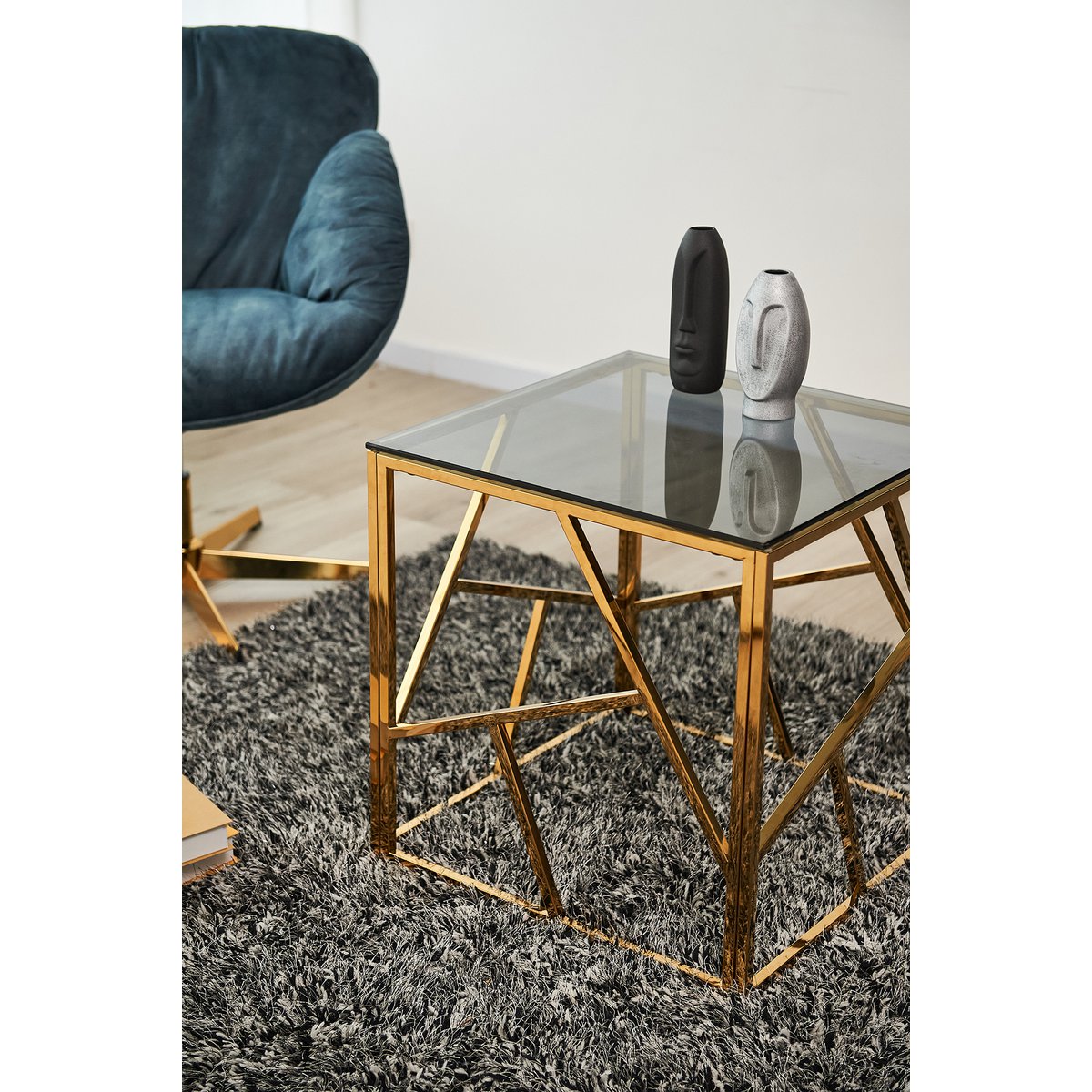 Beistelltisch Gold/Grau 55x55 cm