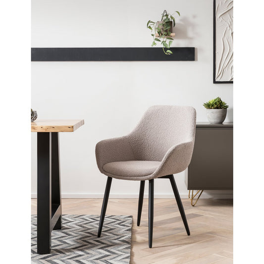 Armchair Bouclé fabric taupe set of 2