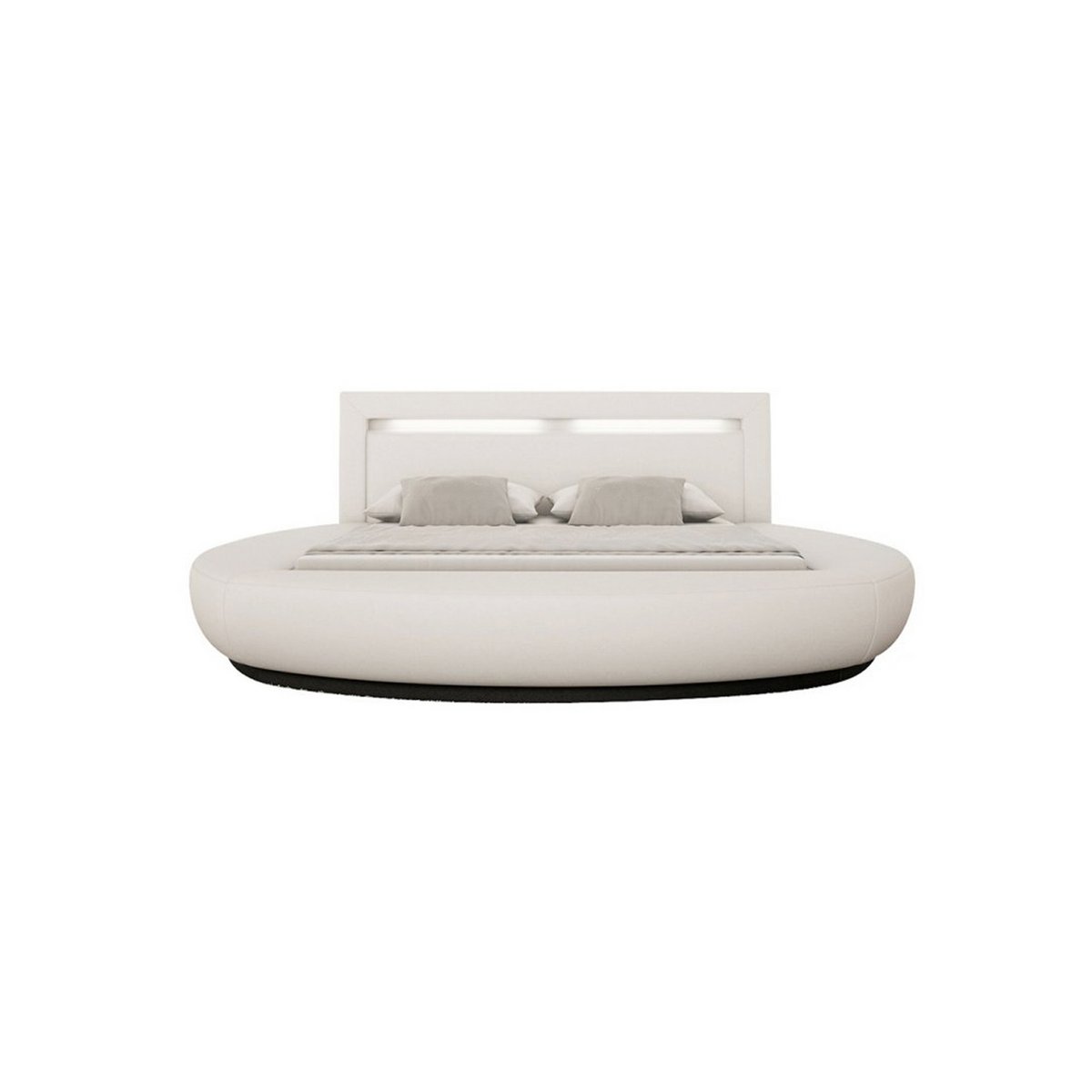 Round bed 140x200 cm LED white faux leather look
