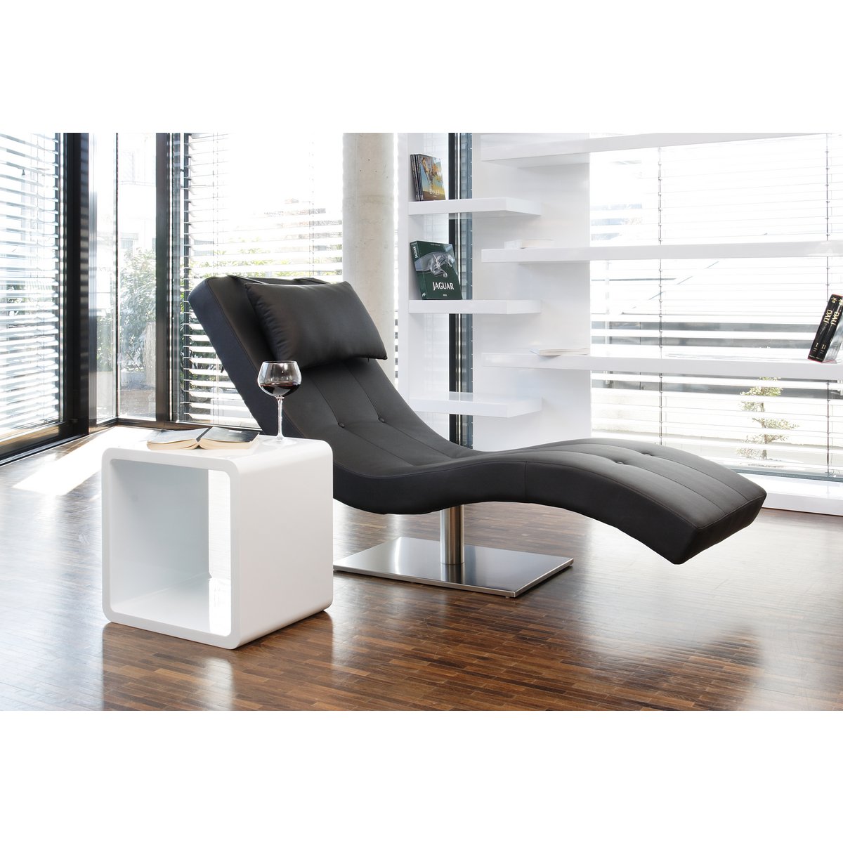 Relaxation lounger black imitation leather look