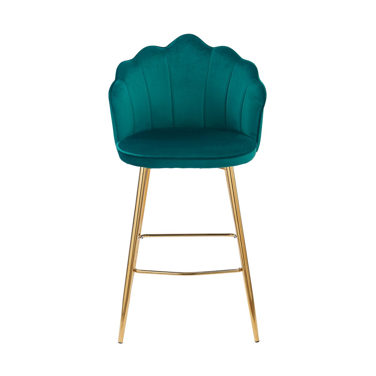 Set of 2 Shell Design Velvet Bar Stools Green