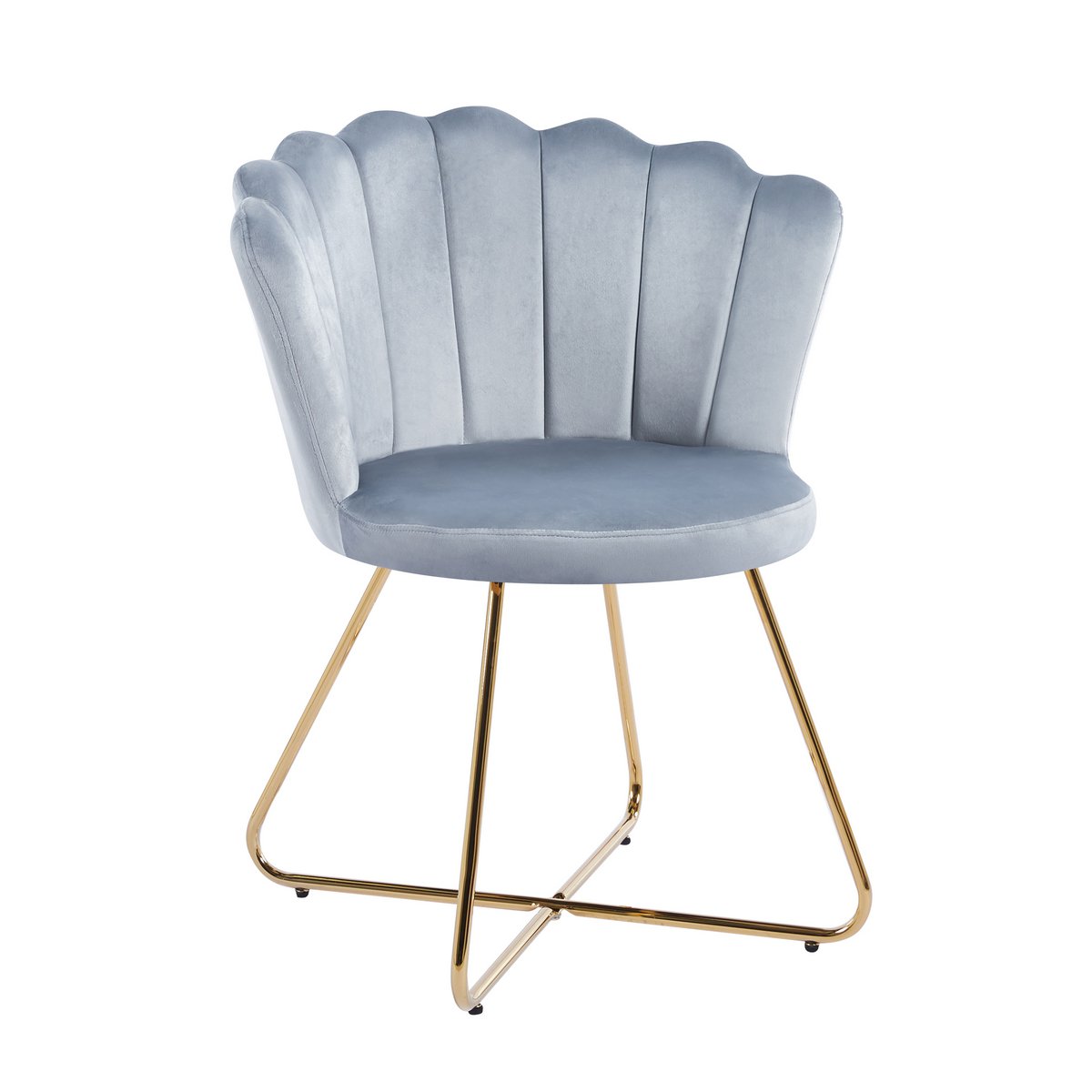 Set of 2 velvet shell chairs in light gray