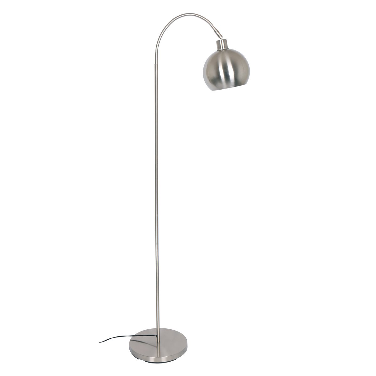 Floor lamp made of metal with a stainless steel finish